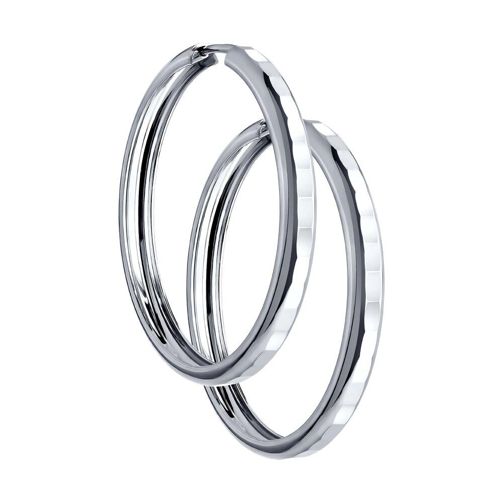 Серьги конго из серебра с алмазной гранью SOKOLOV 94140065 серебро с родием, фото 1