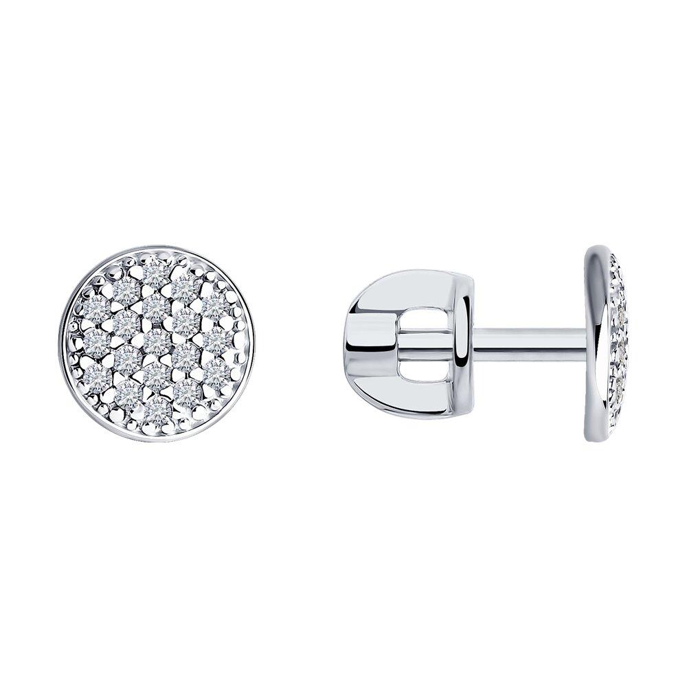 Женские серьги-пусеты из серебра с фианитами SOKOLOV 94020067 серебро с родием,, фото 1