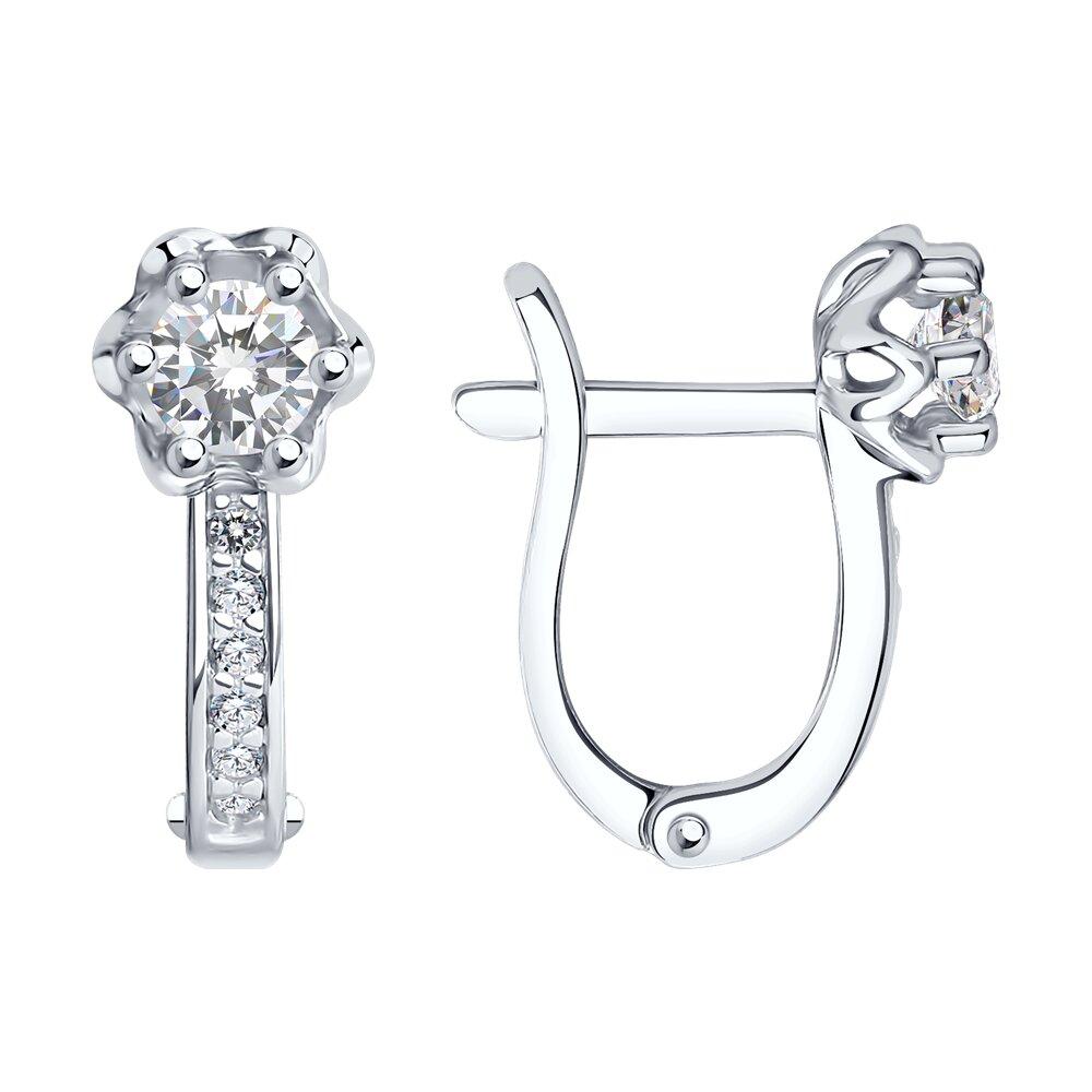 Серьги из серебра с фианитами SOKOLOV 94021479 серебро с родием, с английским замком, фото 1