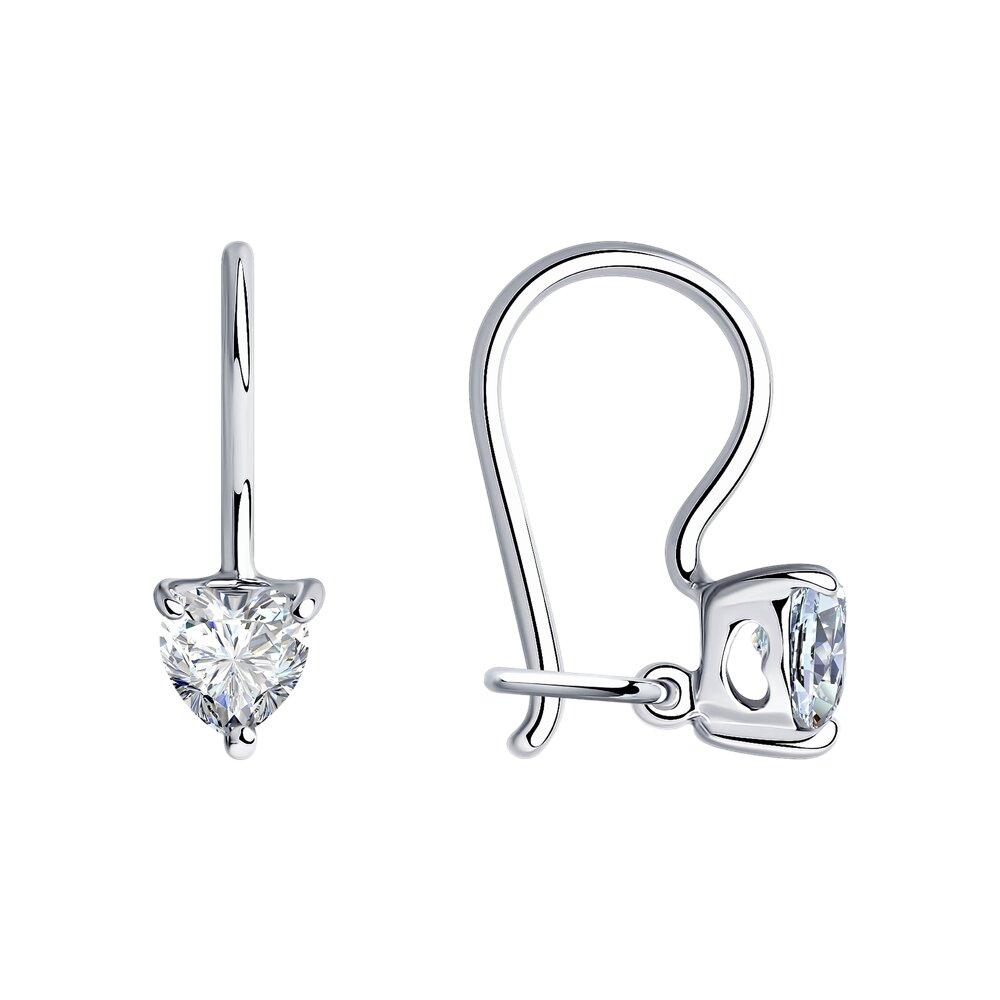 Серьги из серебра с фианитами SOKOLOV 94020585 серебро с родием, с французким замком, фото 1