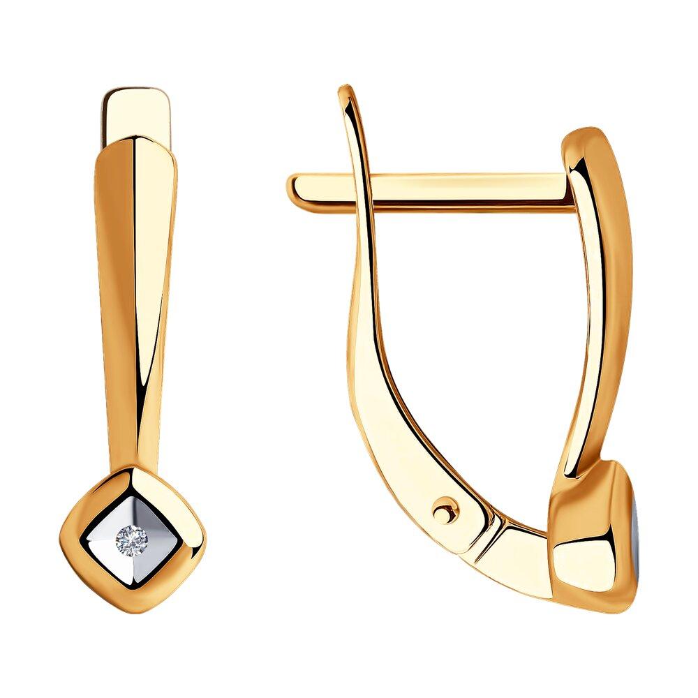 Серьги из серебра с бриллиантами SOKOLOV 87020023 серебро с позолотой, с английским замком, фото 1