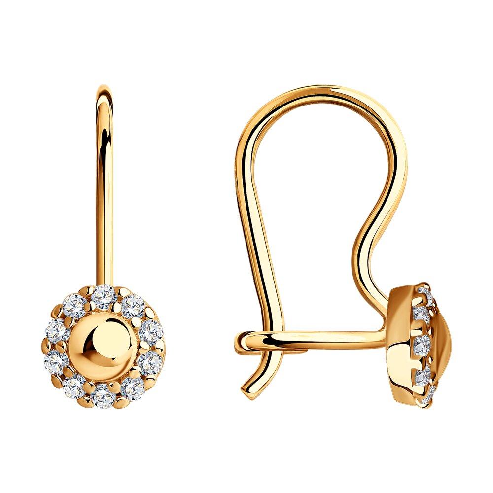 Серьги из золочёного серебра с фианитами SOKOLOV 93020444 серебро с позолотой, с французким замком, фото 1