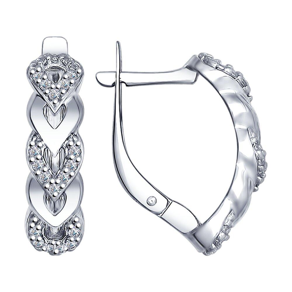 Серьги из серебра с фианитами SOKOLOV 94022482 серебро с родием, с английским замком, фото 1