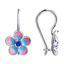 Серьги из серебра с эмалью и фианитами SOKOLOV 94024040 серебро с родием, с французким замком