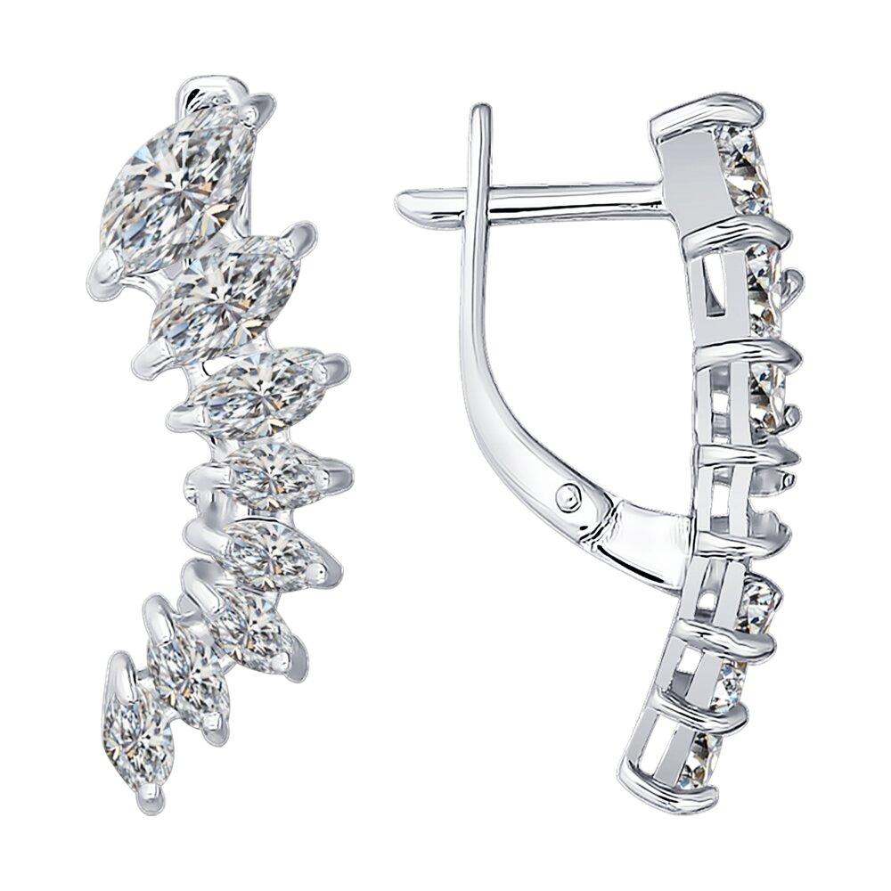 Серьги из серебра с фианитами SOKOLOV 94021352 серебро с родием, с английским замком, фото 1