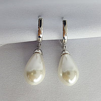 Серьги из серебра с фианитами Красная Пресня 3366752Д серебро с родием, с английским замком