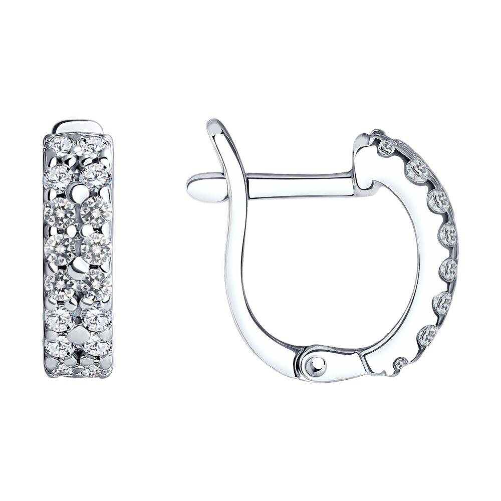 Серьги из серебра с фианитами SOKOLOV 94021914 серебро с родием, с английским замком, фото 1