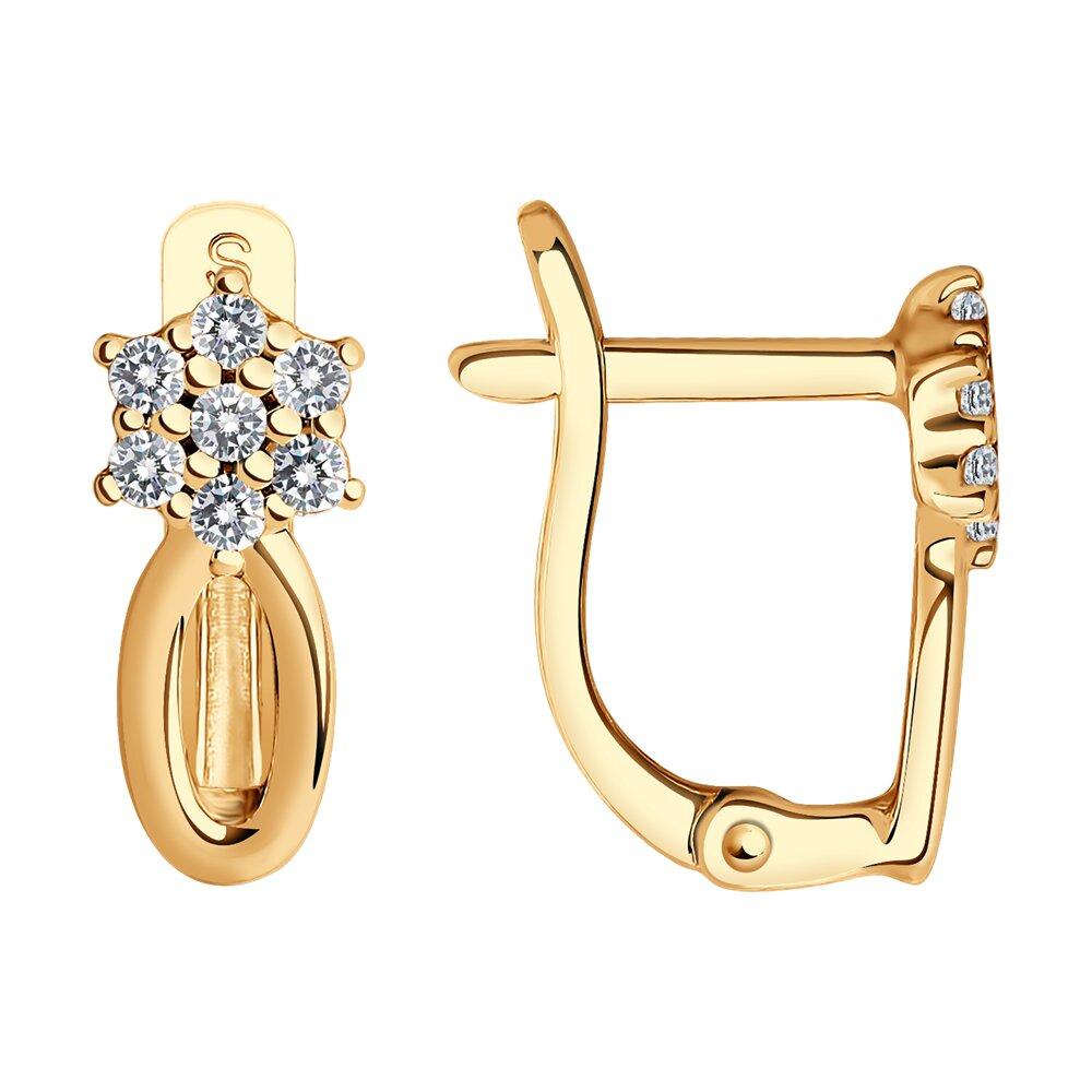 Серьги из серебра с фианитами SOKOLOV 93020482 серебро с позолотой, с английским замком, фото 1