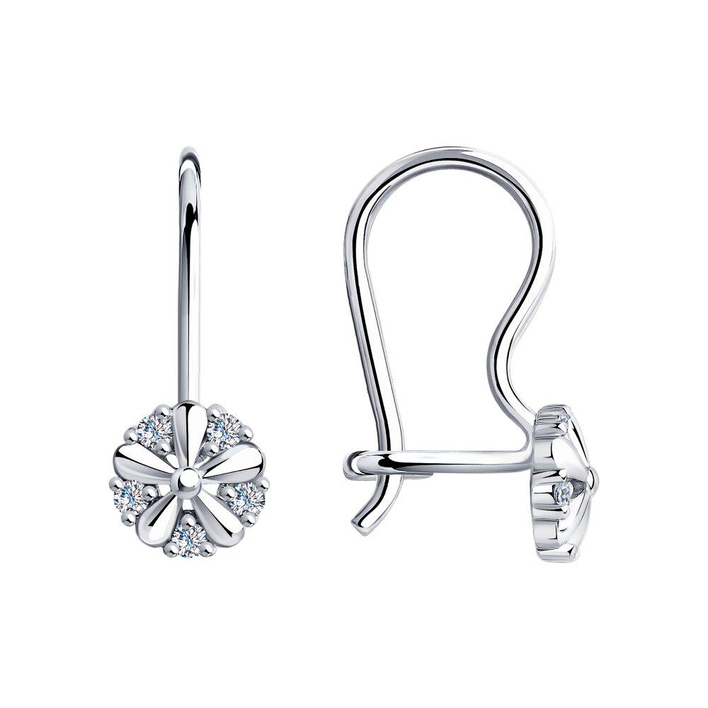 Серьги из серебра с фианитами SOKOLOV 94021301 серебро с родием, с французким замком, фото 1