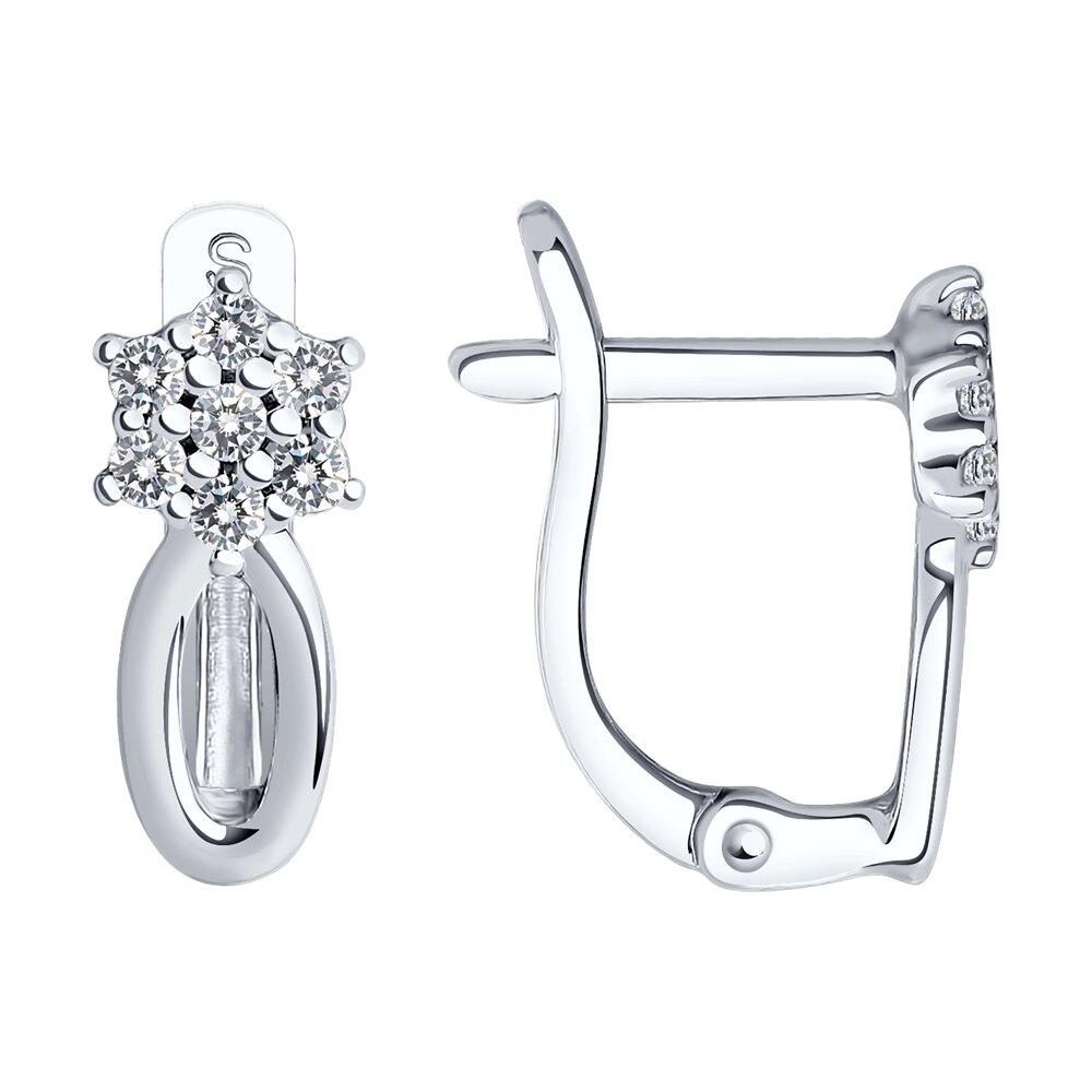 Серьги из серебра с фианитами SOKOLOV 94021370 серебро с родием, с английским замком, фото 1