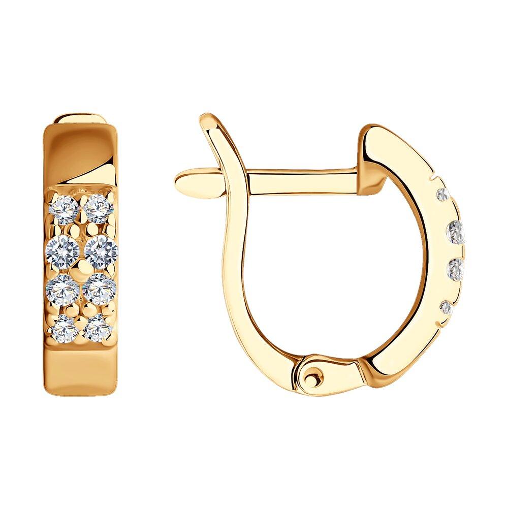 Серьги из золочёного серебра с фианитами SOKOLOV 93020646 серебро с позолотой, с английским замком, фото 1