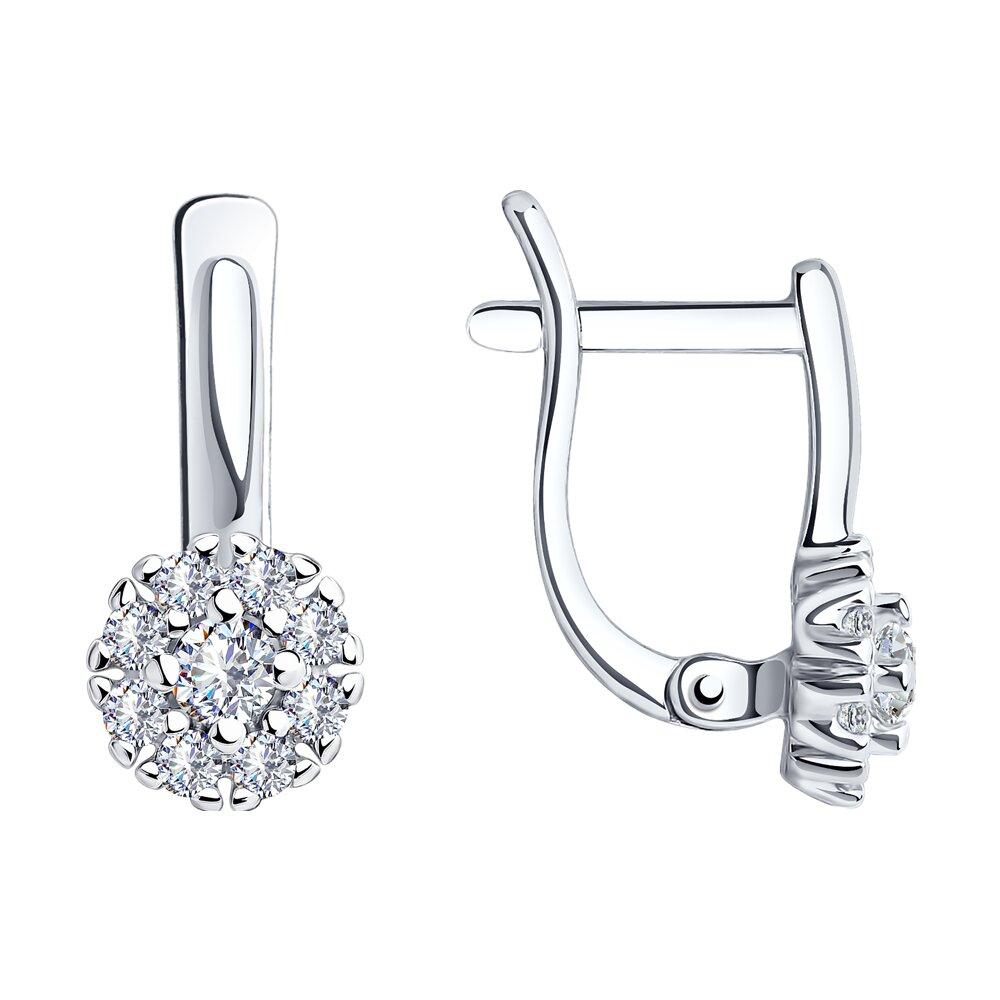 Серьги из серебра с фианитами SOKOLOV 94021908 серебро с родием, с английским замком, фото 1