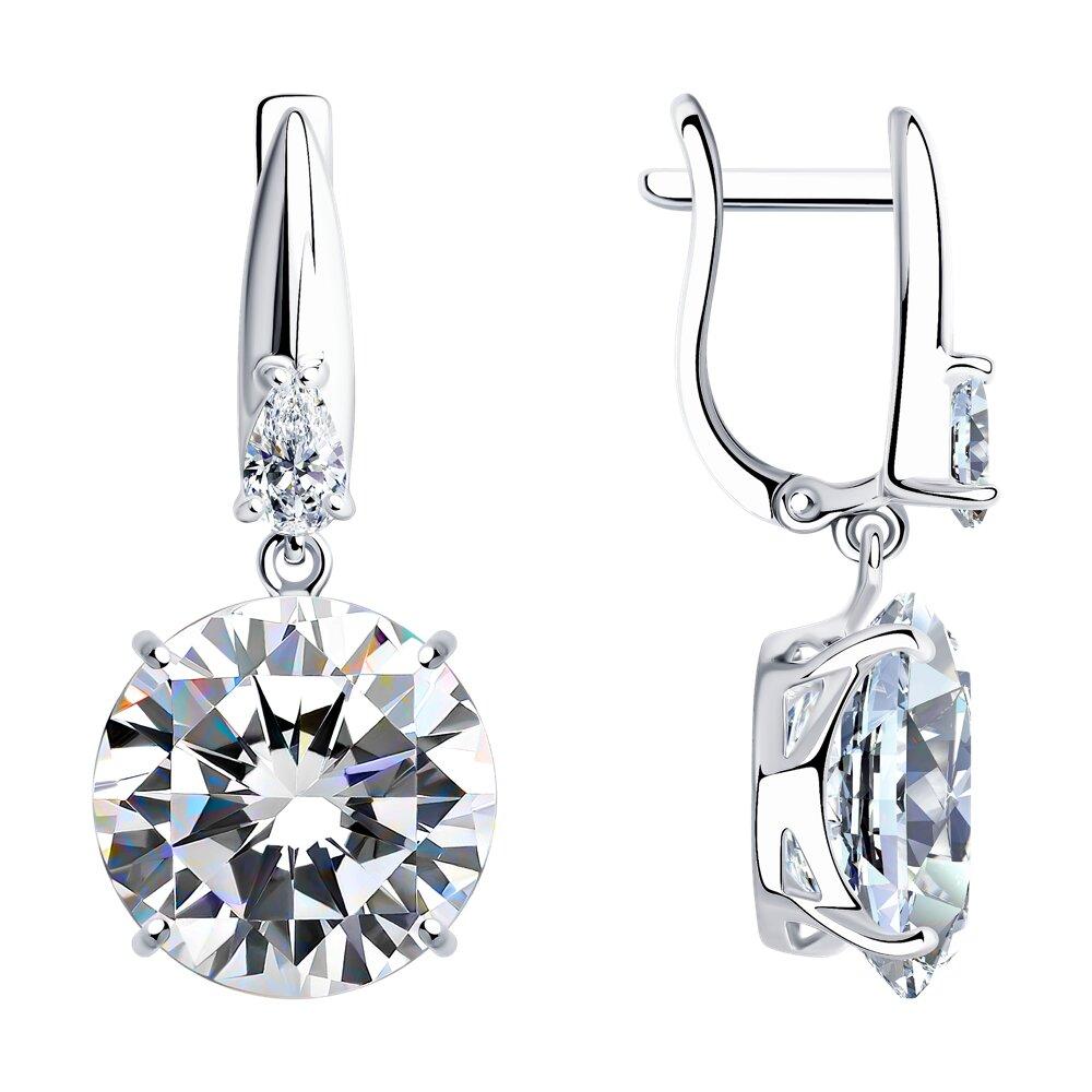 Серьги из серебра с фианитами SOKOLOV 94022277 серебро с родием, с английским замком, фото 1