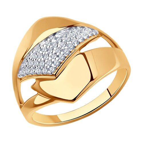 Кольцо из золочёного серебра с фианитами Diamant 93-110-00681-1 серебро с позолотой