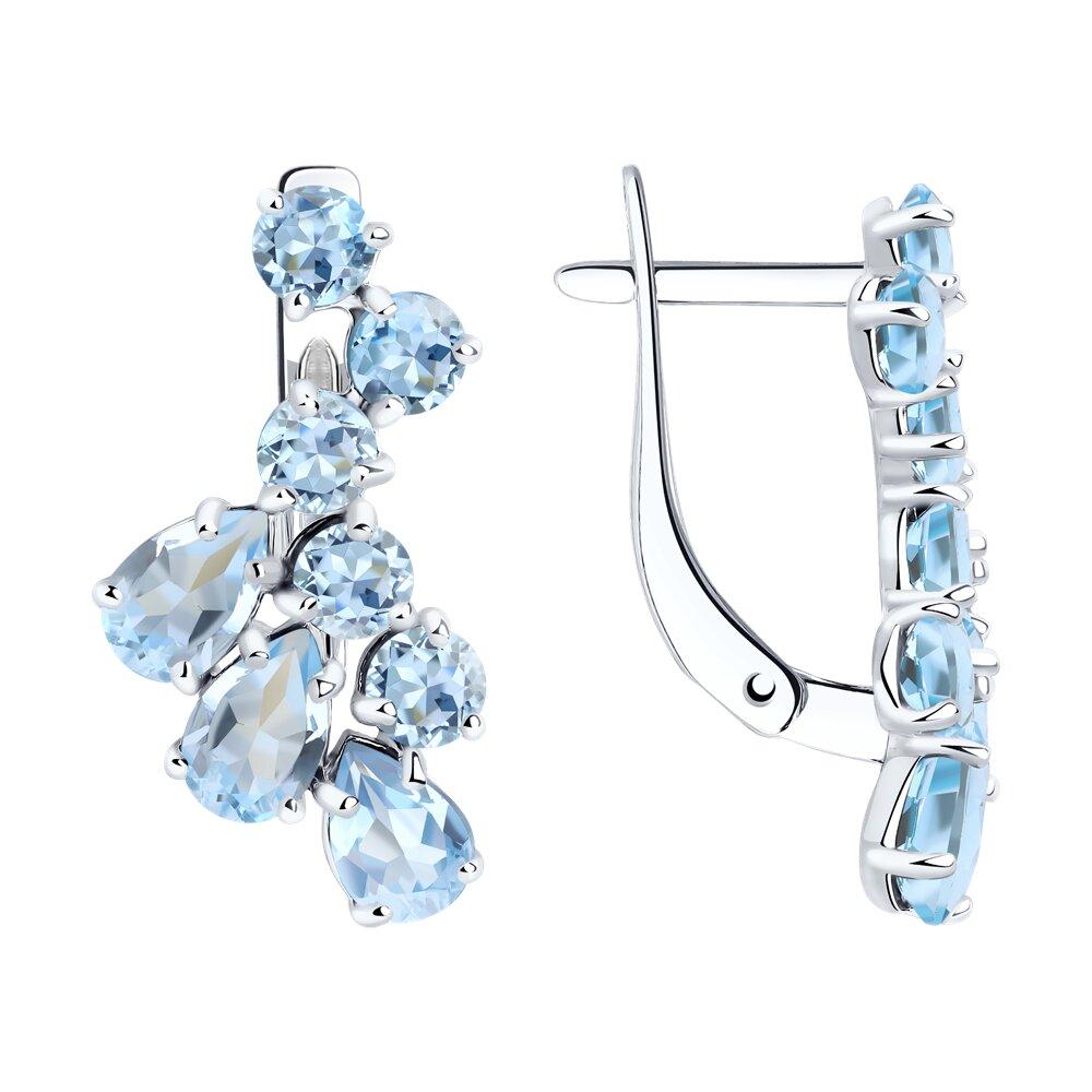 Серьги из серебра с топазами SOKOLOV 92020006 серебро с родием, с английским замком, фото 1