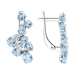 Серьги из серебра с топазами SOKOLOV 92020006 серебро с родием, с английским замком