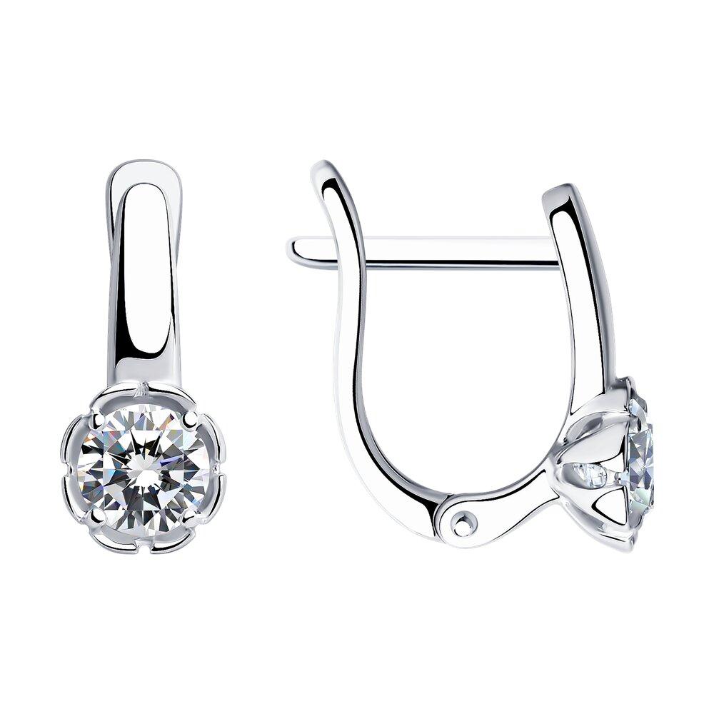 Серьги из серебра с фианитами SOKOLOV 94021958 серебро с родием, с английским замком, фото 1