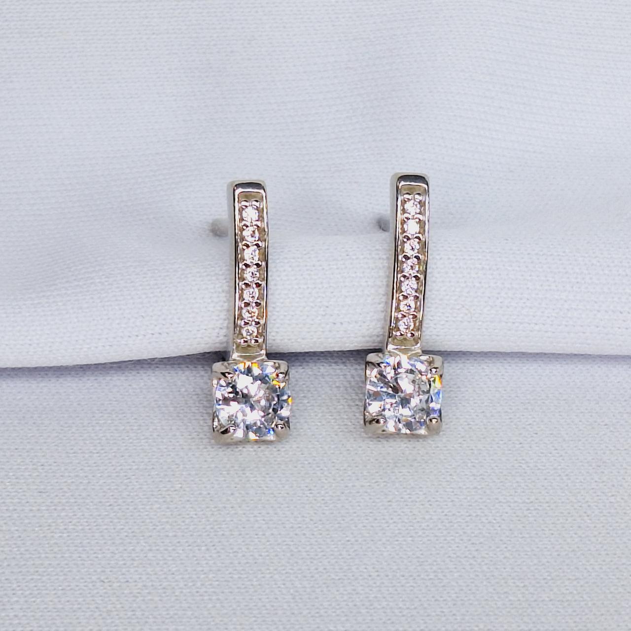 Серьги из серебра с фианитами Diamant 94-120-01712-1 серебро с родием, фото 1