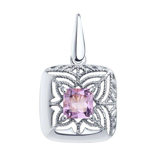 Подвеска из серебра с аметистом Diamant 94-330-01894-1 покрыто родием, фото 1