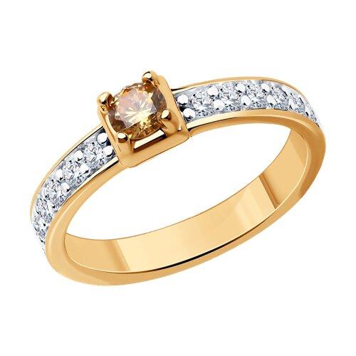 Кольцо из золочёного серебра с фианитами Diamant 93-110-01553-2 серебро с позолотой