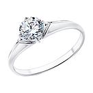 Кольцо из серебра с фианитом Diamant 94-110-01550-1 серебро с родием, фото 5