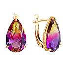 Серьги из золочёного серебра с ситаллами  92022819 серебро с позолотой, с английским замком коллекц. Trendbook, фото 5