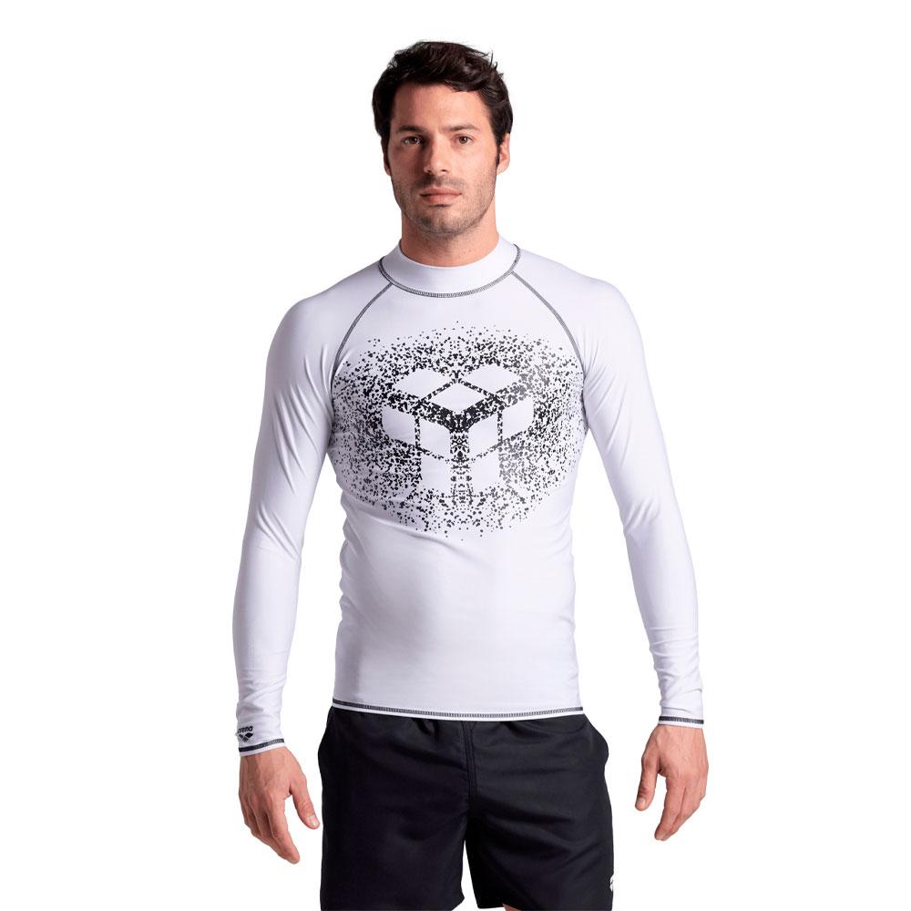 ФУТБОЛКА ДЛЯ ПЛАВАНИЯ МУЖСКАЯ ARENA Rash Vest L/S Graphic white/black