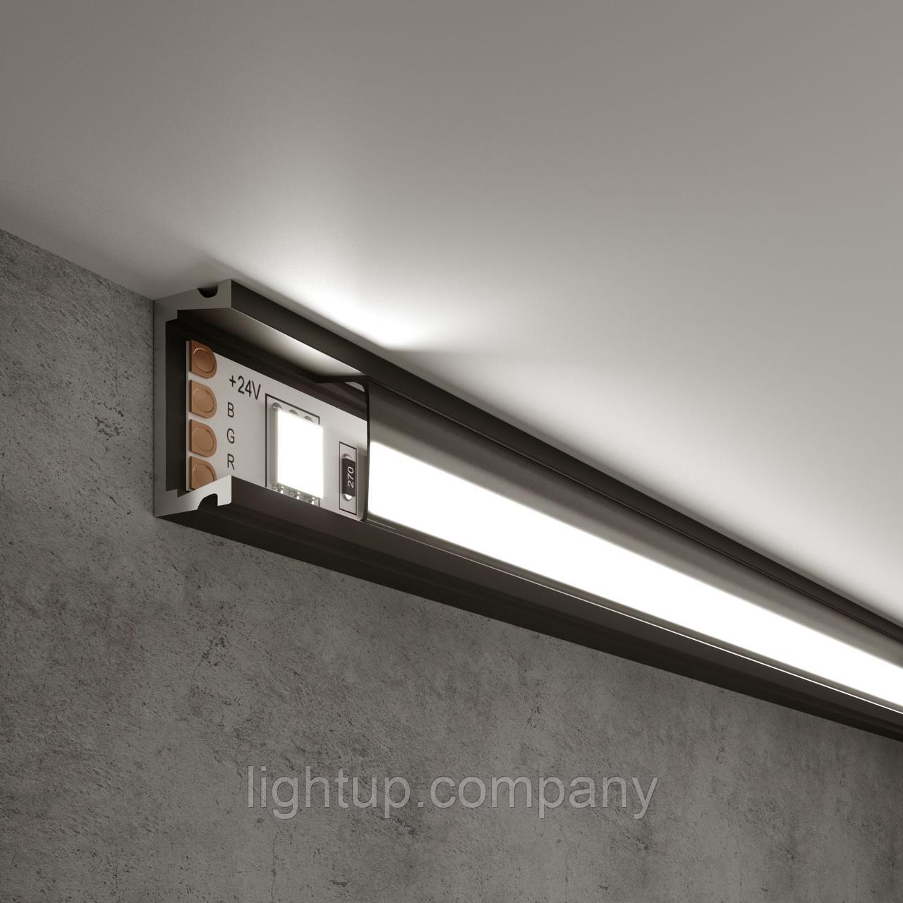 Черный Алюминиевый профиль  Led 17*6 мм прямой, фото 1