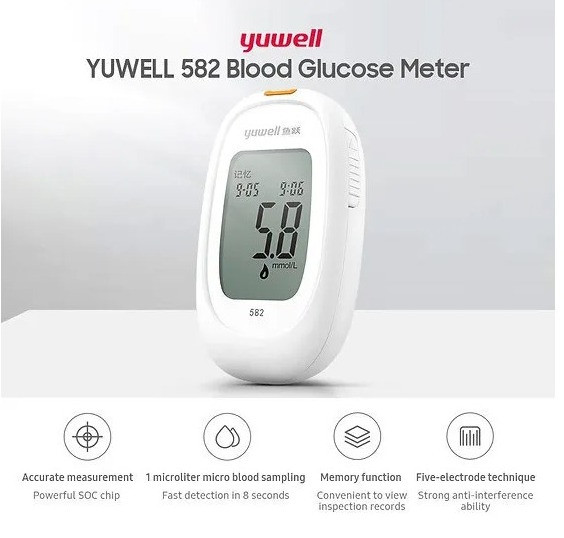 Глюкометр анализатор крови Yuwell  582 в подарок 50 шт тест полосок 50 ланцетов