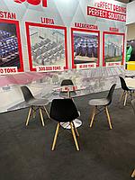 АРЕНДА СТУЛ на деревянной ножке (черный, белый верх)