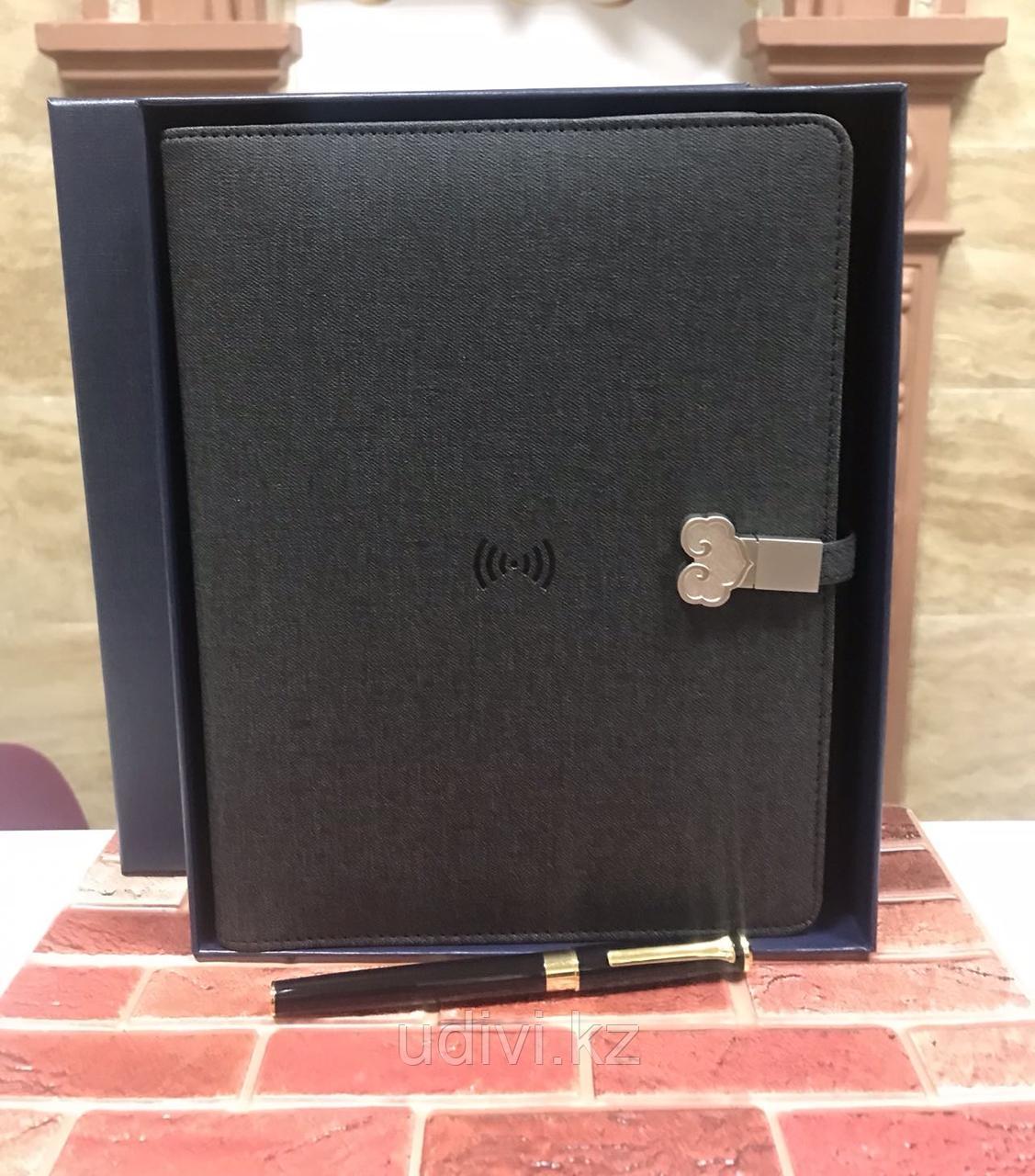 Блокнот с пауэрбанком WIFI зарядкой флешкой 16 Gb черный, фото 1