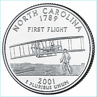 Монета "Северная Каролина - North Carolina" 25 центов (США) 2001