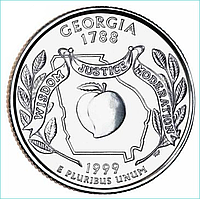 Монета "Джорджия - Georgia" 25 центов (США) 1999