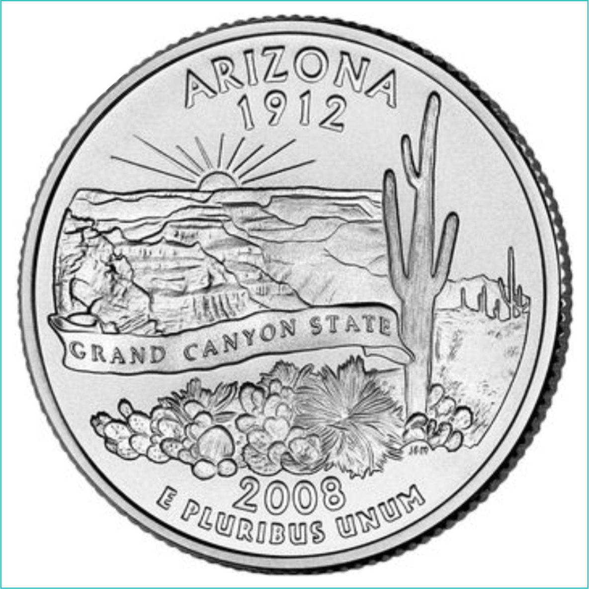 Монета "Аризона - Arizona" 25 центов (США) 2008