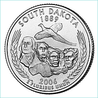 Монета "Южная Дакота - South Dakota" 25 центов (США) 2006