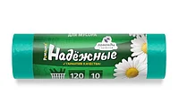Мешки для мусора 120л.10шт. с ушками ПСД 16,5 мкр Зеленый (Арт. ВЛ12004У)