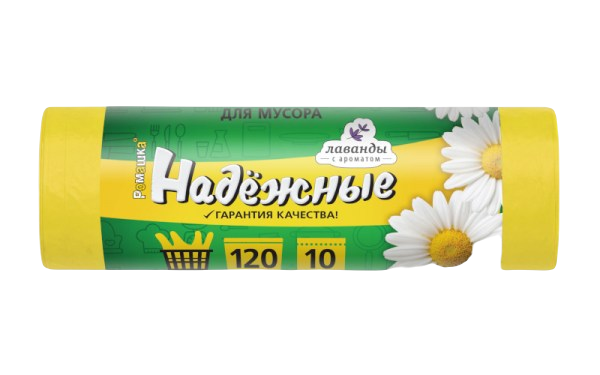 Мешки для мусора 120л.10шт. с ушками ПСД 16,5 мкр Желтый (Арт. ВЛ12005У), фото 1