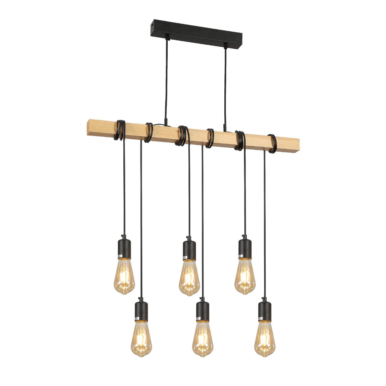 Lyustra 9921-6 WOODEN 6xE27 UK (TEKAVIZE)