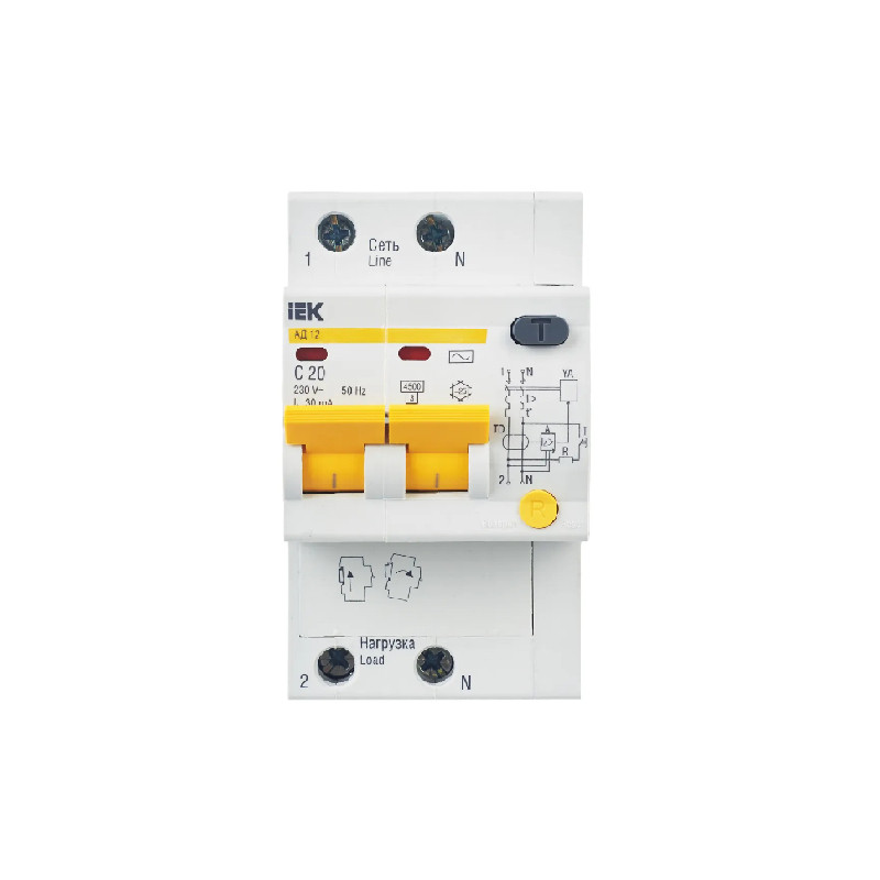 УЗО АД 12 (2ф) 20А IEK (5/40), фото 1