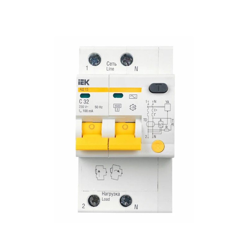 УЗО АД 12 (2ф) 32А 100мА IEK !!!