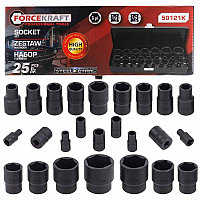 Forcekraft Головки ударные, набор 25пр. 1/4'', 1/2''(6гр.) 59039 FK-50121K