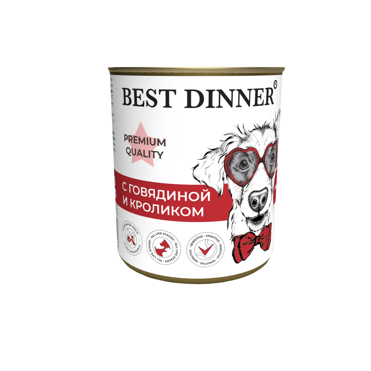 Best Dinner Консервы для собак и щенков Говядина, кролик, 340 г, фото 1