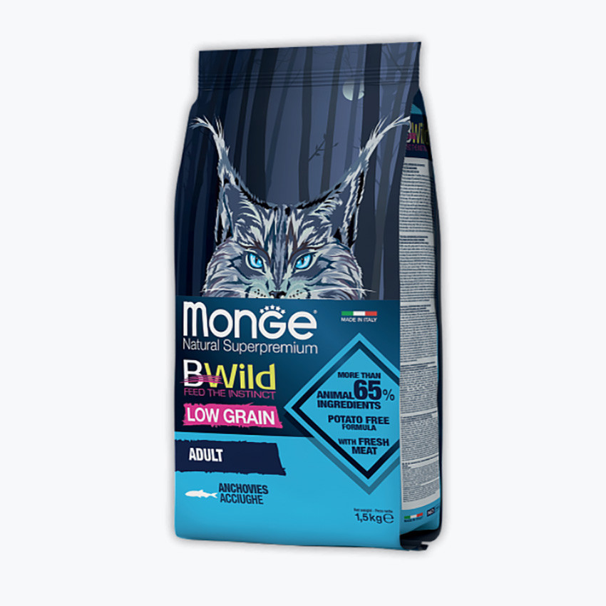 Monge (Монже) Cat BWild Low Grain из анчоуса для кошек, 1,5 кг