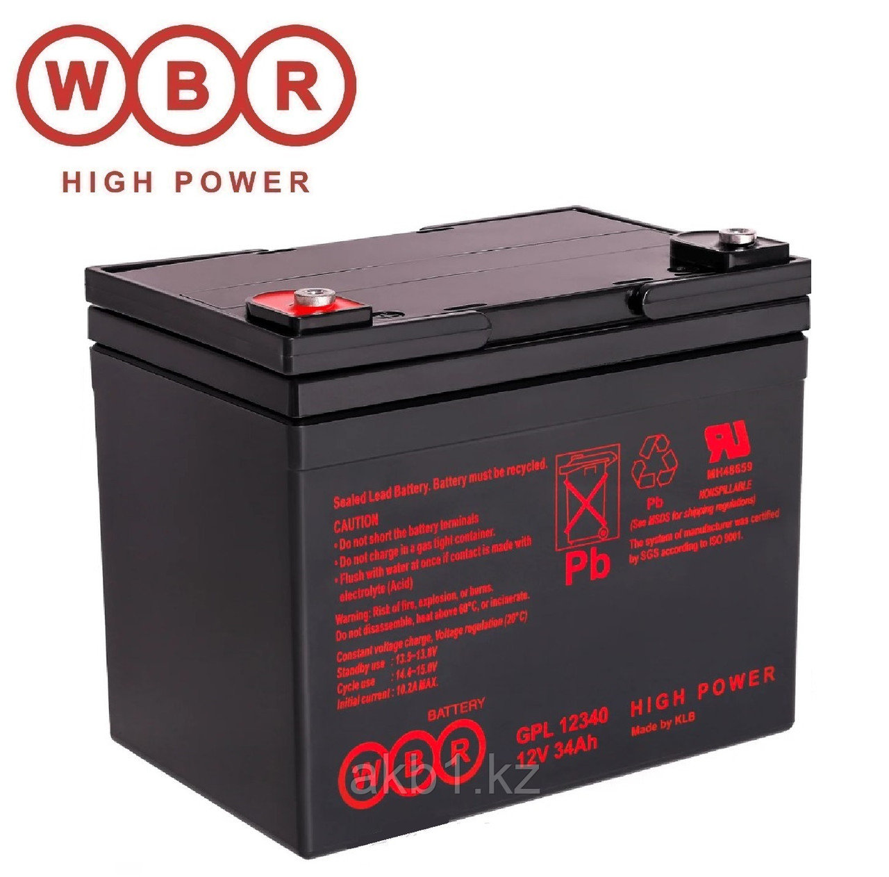 Аккумулятор WBR GPL 12340 (12В /34Ач) 197x131x170
