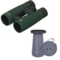 Бинокль Американский Bushnell 10x42 Excursion Roof Prism, Зеленый, с Телескопическим Стулом/Сиденьем