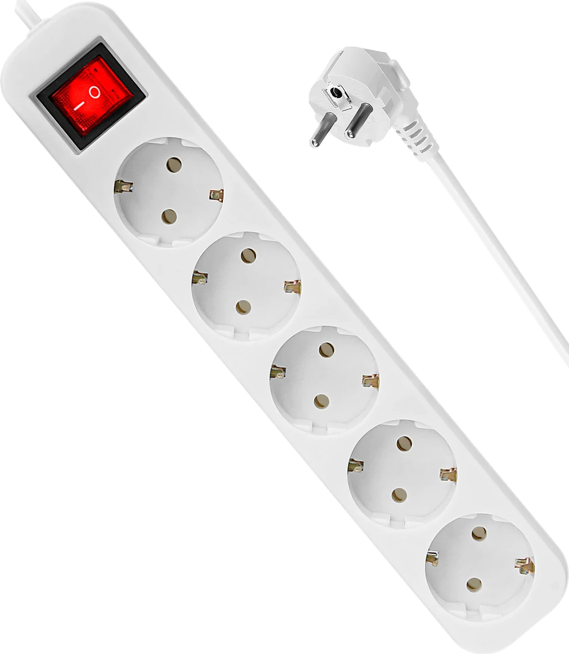 Defender 99241 Удлинитель с заземлением и выключателем S518, 1.8 м, 5 розеток белый, фото 1