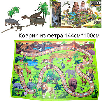 RC661 Животные коврик из фетра (100см*144см) + фигурки животных