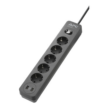 APC PME5U2B-GR Сетевой фильтр SurgeArrest, 5 розеток, 2 порта USB, 230 В, 1,5м.
