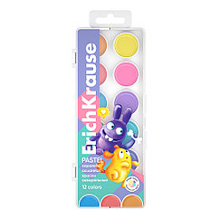 Краски акварельные ErichKrause Jolly Friends Pastel 12 цветов (в пластиковой коробке с европодвесом)