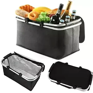 Сумка-термос складная термоизоляционная «Корзинка для пикника» [26, 28 литров] (Черный)